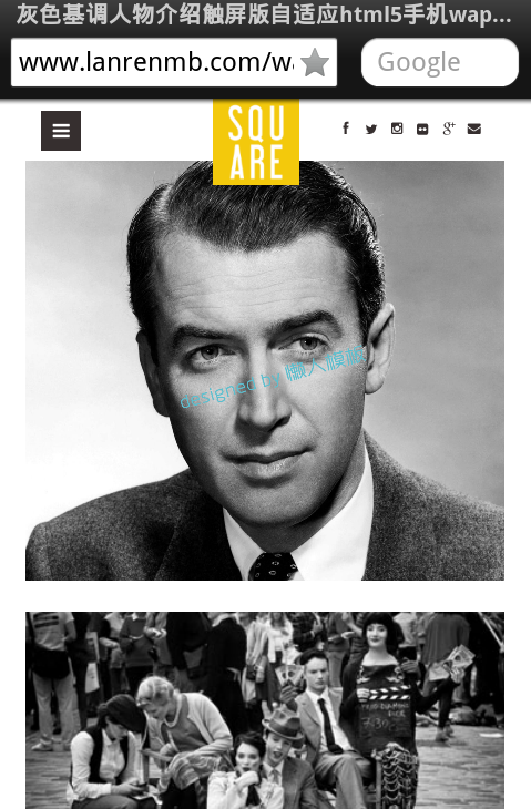 灰色基调人物介绍触屏版自适应html5手机wap网站模板源码下载