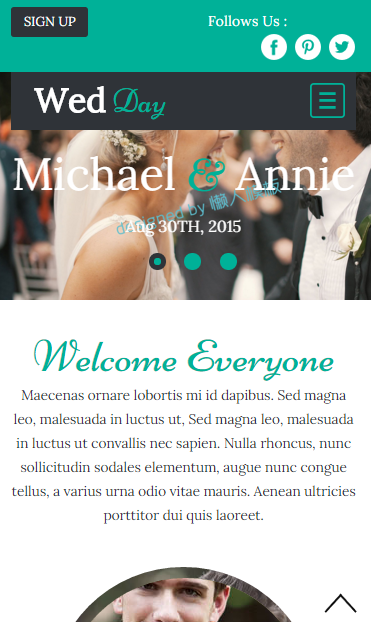 婚礼仪式策划触屏版自适应html5手机wap网站模板源码下载