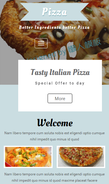 匹萨美食预购触屏版自适应html5手机wap网站模板源码下载
