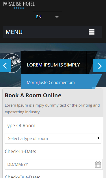酒店在线预订触屏版自适应手机wap网站模板源码下载