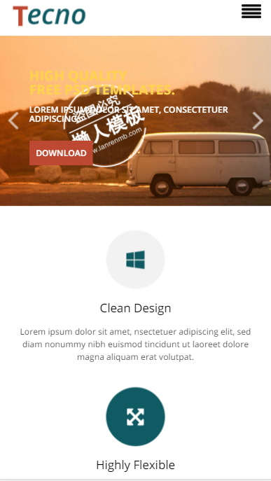 夕阳下的巴士触屏版自适应html5手机wap网站模板源码下载