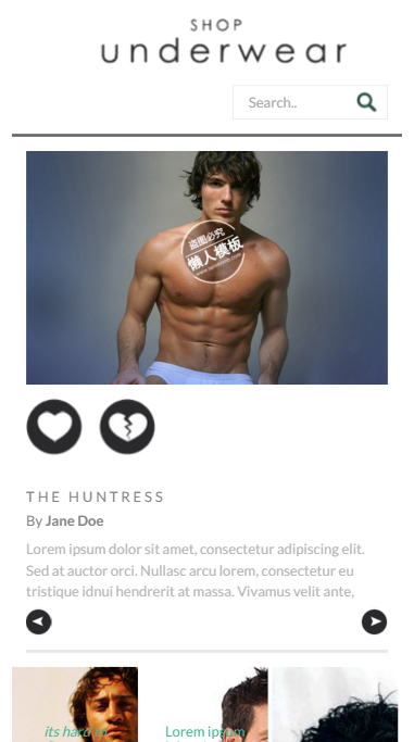 男性内裤品牌购物触屏版自适应手机wap网站模板源码下载