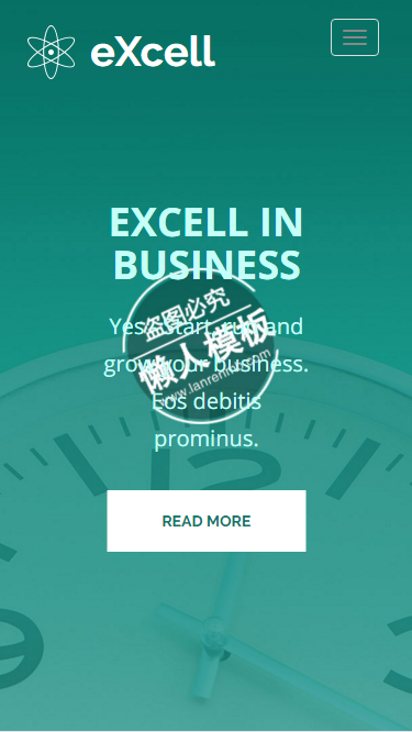 绿时钟背景企业团队触屏版自适应手机wap网站模板源码下载