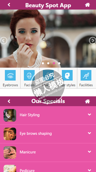 Beauty Spot女性美容html5手机专题单页网站模板源码下载