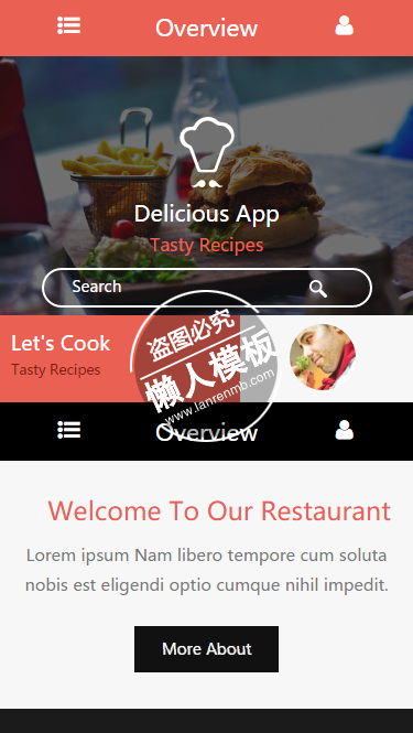 clean_recipe餐厅美食html5手机专题单页网站模板源码下载