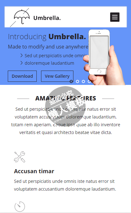 Umbrella最好app展示html5手机专题单页网站模板源码下载