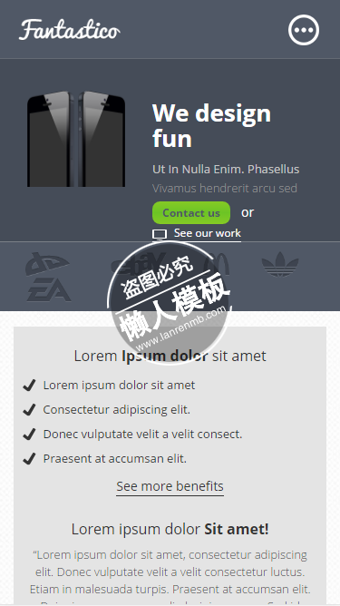 fantastico手机设计触屏版自适应html5手机wap网站模板源码下载