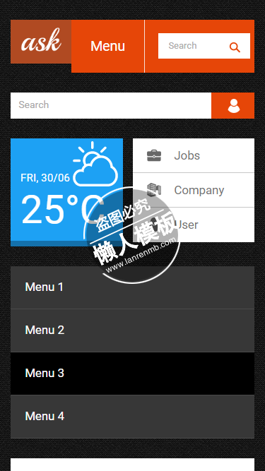 Ask Ui多类型数据触屏版自适应html5手机wap网站模板源码下载