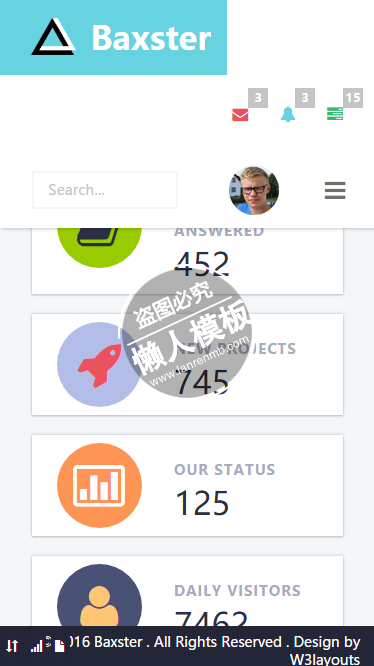 Baxster网站后台管理触屏版自适应html5手机wap网站模板源码下载