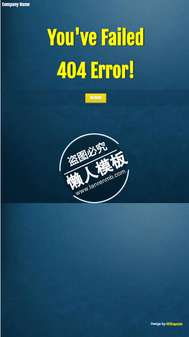 黄色字体404错误触屏版自适应html5手机wap网站模板源码下载