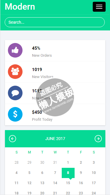 Modern后台管理网站触屏版自适应html5手机wap网站模板源码下载