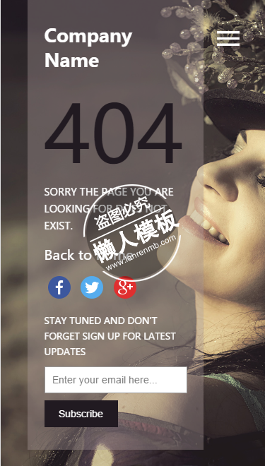 透明时尚404页面触屏版自适应html5手机wap网站模板源码下载