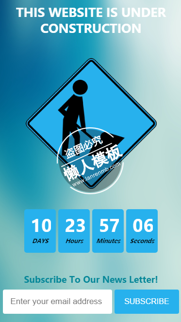 蓝色菱形图标展示html5网站正在建设中倒计时页面模板源码下载