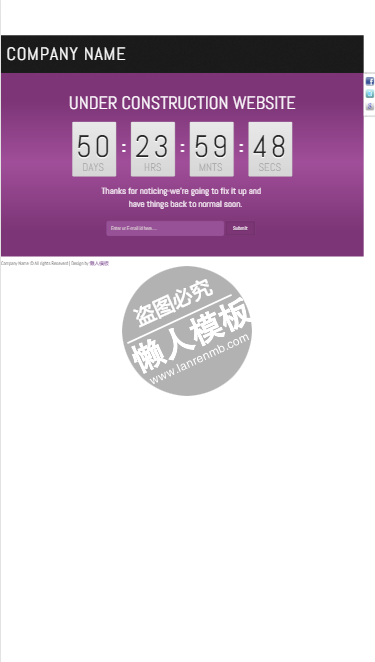 Free Franze自适应html5网站正在建设中倒计时页面模板源码下载