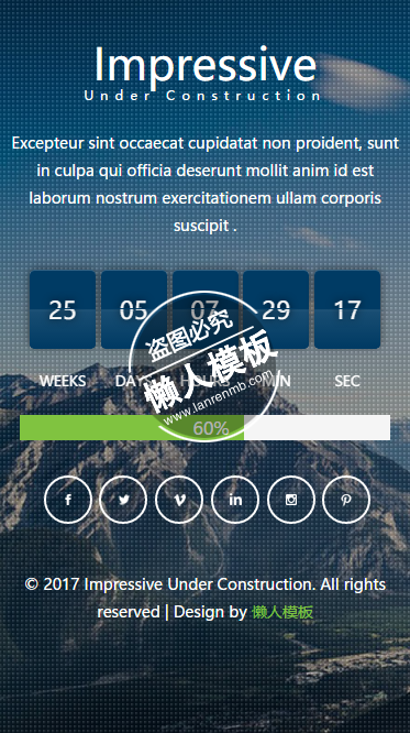 Impressive自适应html5网站正在建设中倒计时页面模板源码下载