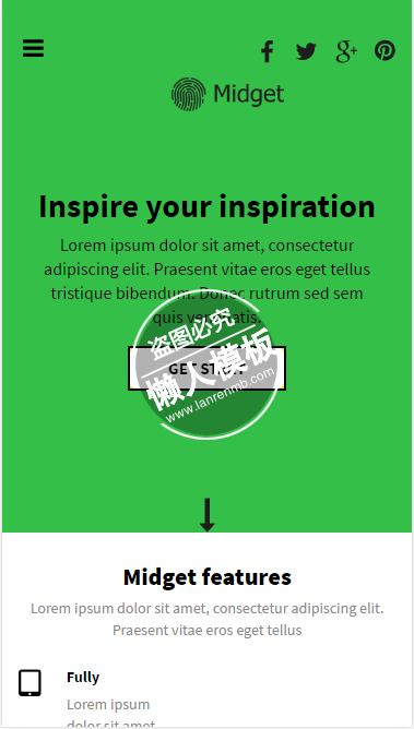 Midget黑绿色风格html5手机wap个人简历工作室网站模板源码下载