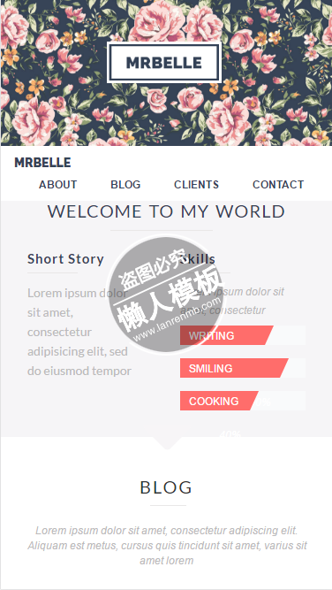 Mrbelle  bootstrap html5手机个人简历工作室网站模板源码下载