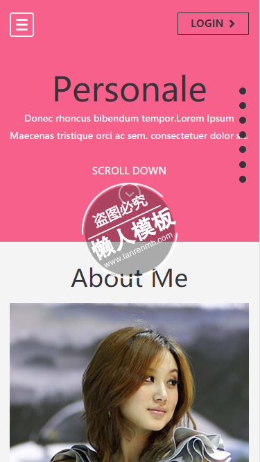 Personale女性自适应html5手机个人简历工作室网站模板源码下载