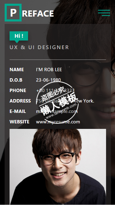 Preface Personal html5手机个人简历工作室网站模板源码下载