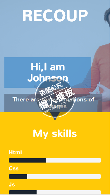 Recoup Johnson自适应html5手机个人简历工作室网站模板源码下载
