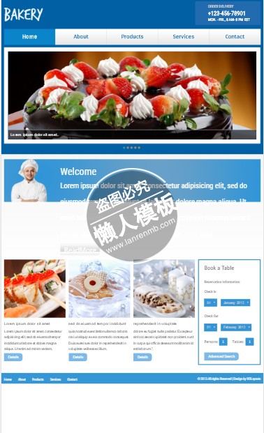 The Bakery触屏版html5手机wap餐饮酒店网站模板下载