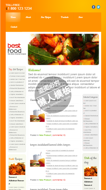 Bestfood Website触屏版html5手机wap餐饮酒店网站模板下载