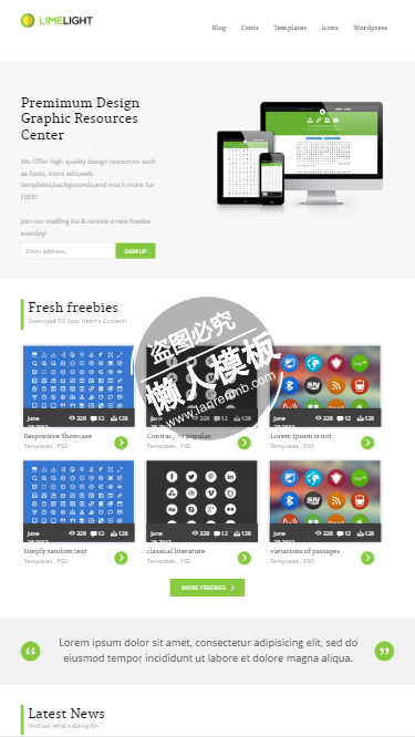 Limelight互联网图标html5手机wap学生个人博客网站模板源码下载