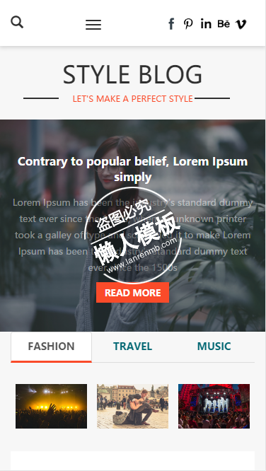 Style Blog音乐人士html5手机wap学生个人博客网站模板源码下载