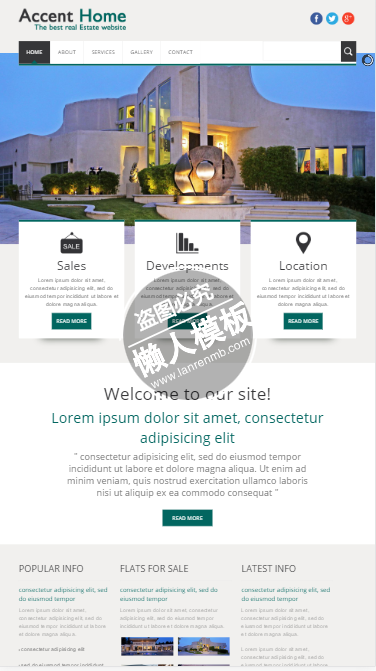 AccentHome房屋出售触屏版html5手机wap房地产网站模板下载