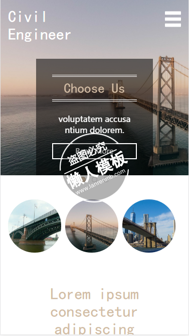 Civil Engineer桥梁建设html5手机wap工业企业制品网站模板下载