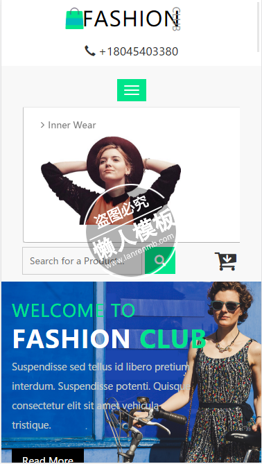 Fashion Club时尚穿戴商品html5手机wap商城购物网站模板下载