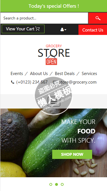 Grocery Store蔬菜水果店html5手机wap商城购物网站模板下载