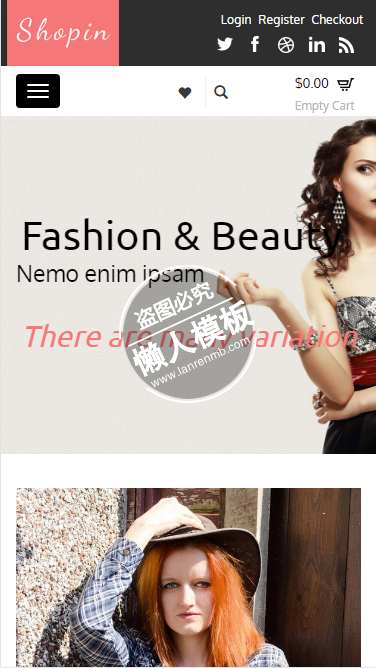 时尚美丽服饰触屏版html5手机wap商城购物网站模板下载