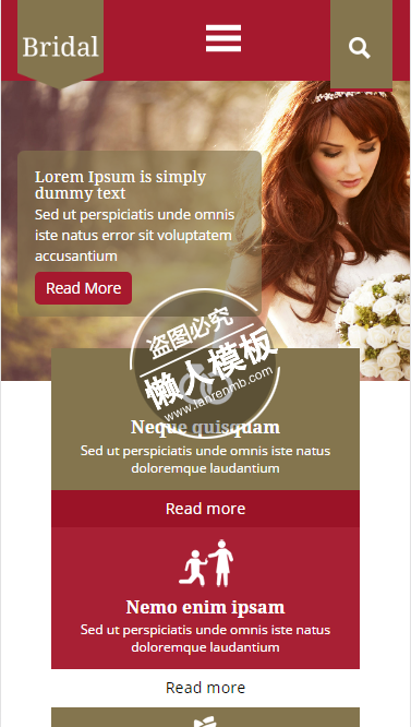 Bridal婚礼策划美丽婚纱html5手机wap婚庆公司网站模板免费下载