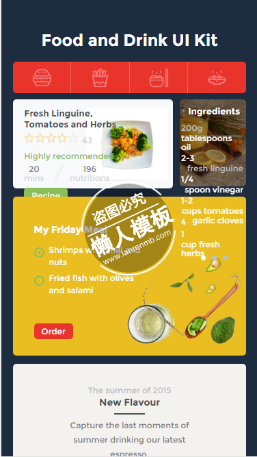 食物和饮料触屏版html5手机UI套件网站模板源码下载
