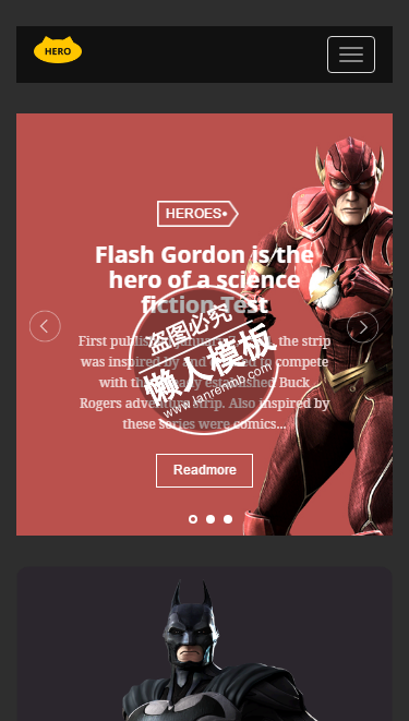 超级英雄蝙蝠侠触屏版html5手机UI套件网站模板源码下载