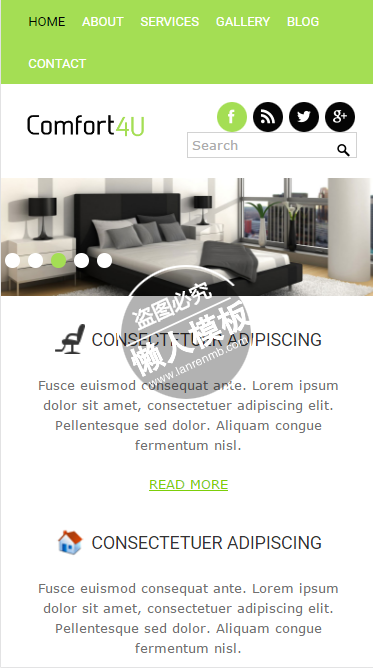 Free Comfort4u绿色风格html5手机家居设计家具网站模板免费下载