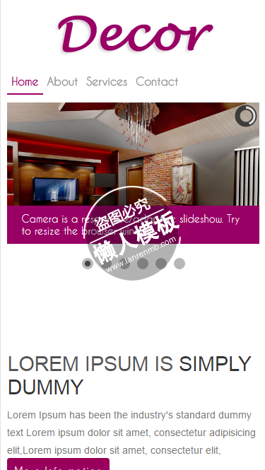 Decor红色基调幻灯切换html5手机家居设计家具网站模板免费下载