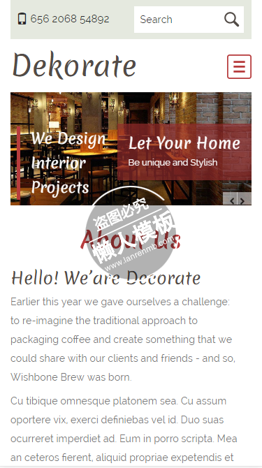 Dekorate安静大气家装html5手机家居设计家具网站模板免费下载