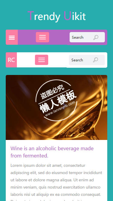 Trendy美酒佳酿触屏版html5手机UI套件网站模板源码下载