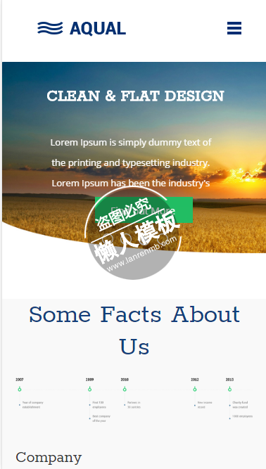 The aqual公司主页介绍html5手机wap企业网站模板免费下载