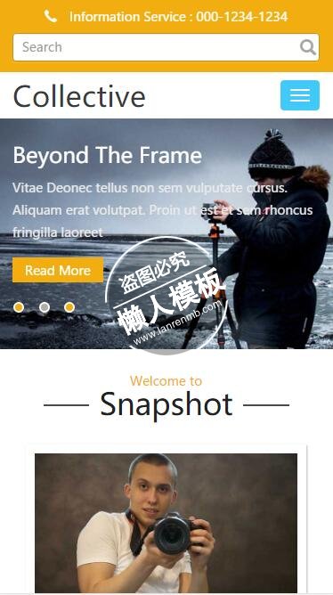 Collective户外相机拍摄html5手机wap体育网站模板免费下载