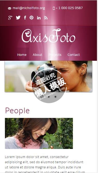 AxisFoto高清相机拍摄html5手机摄影图片相册网站模板免费下载
