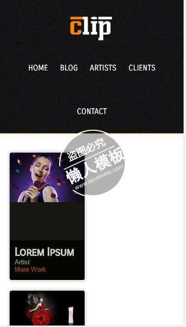 clip黑色背景风格美照html5手机摄影图片相册网站模板免费下载