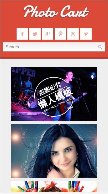 Photo Cart特色清晰照html5手机摄影图片相册网站模板免费下载