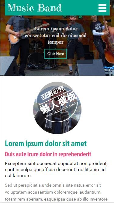 Music Band乐队演奏html5手机wap在线音乐网站模板免费下载