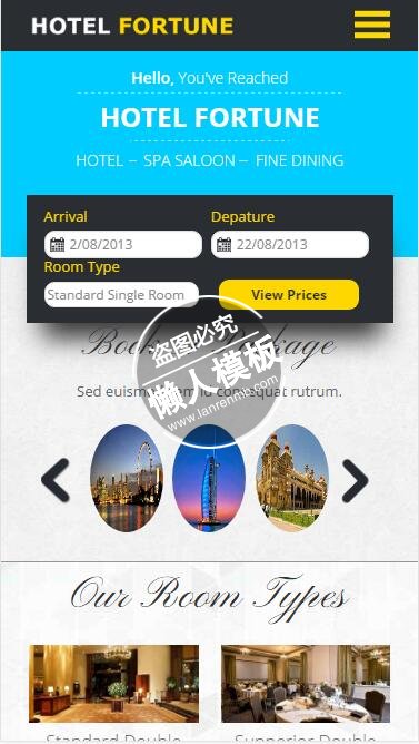 hotel-fortune豪华酒店触屏版html5手机wap餐饮酒店网站模板下载
