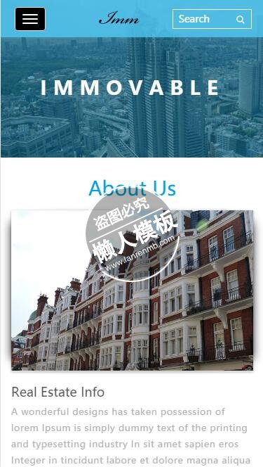 Immovable豪华房屋建设触屏版html5手机wap房地产网站模板下载