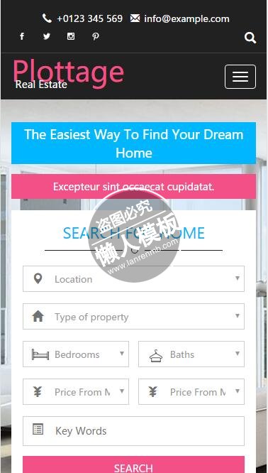 Plottage全面搜索功能触屏版html5手机wap房地产网站模板下载