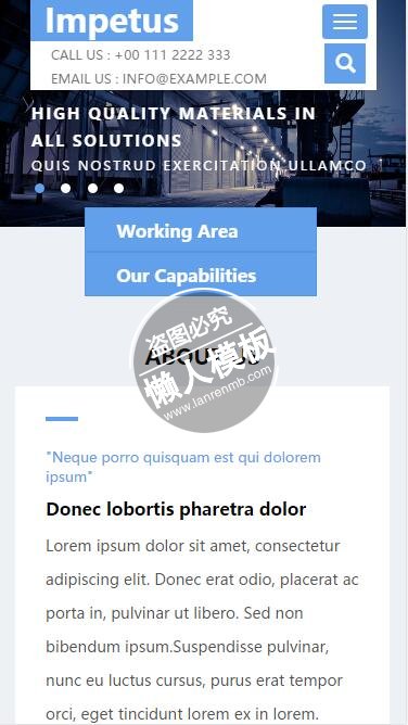 Impetus专业施工队html5手机wap工业企业制品网站模板下载